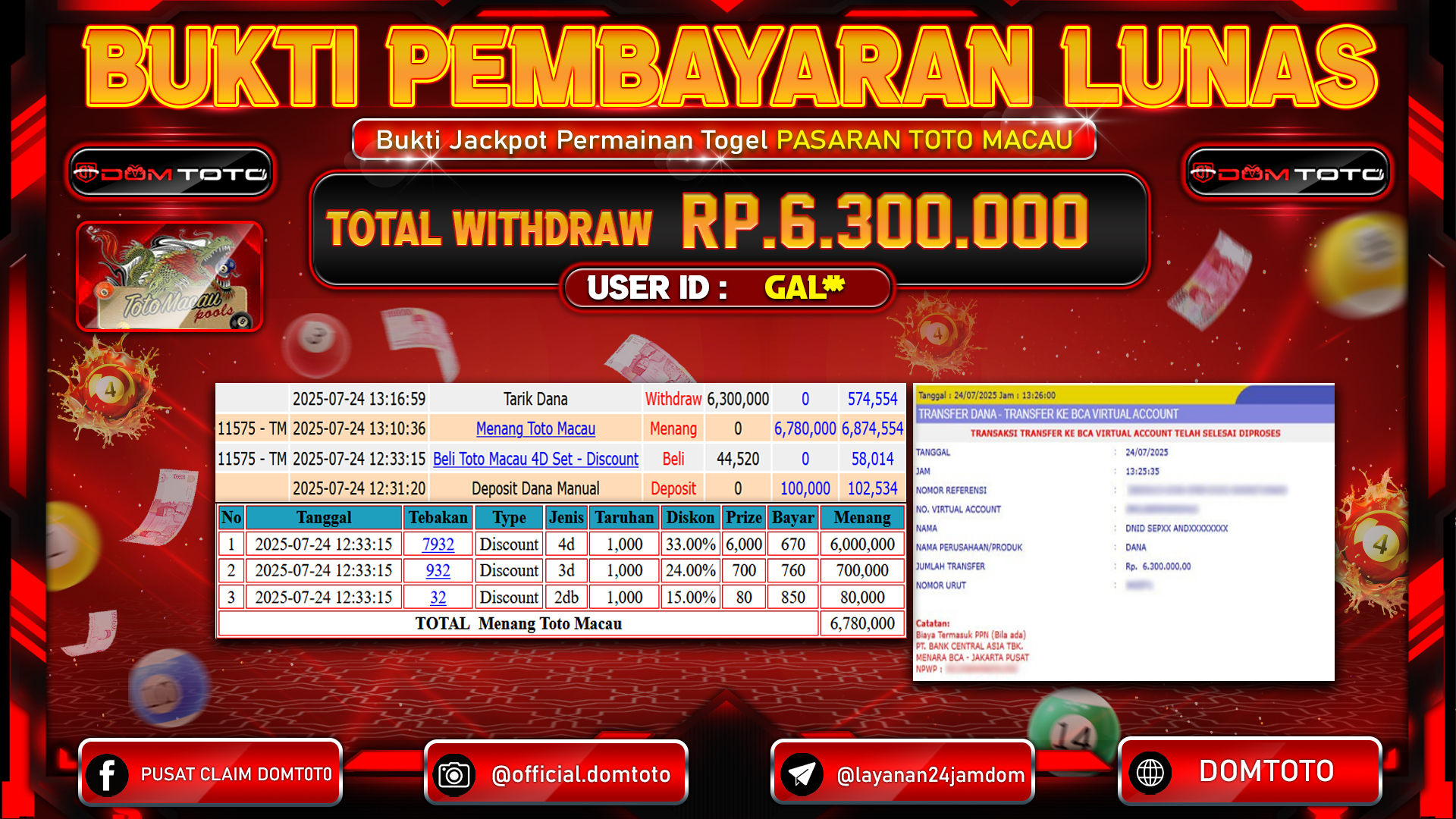 JACKPOT TOGEL TOTO MACAU 24 JULI 2025